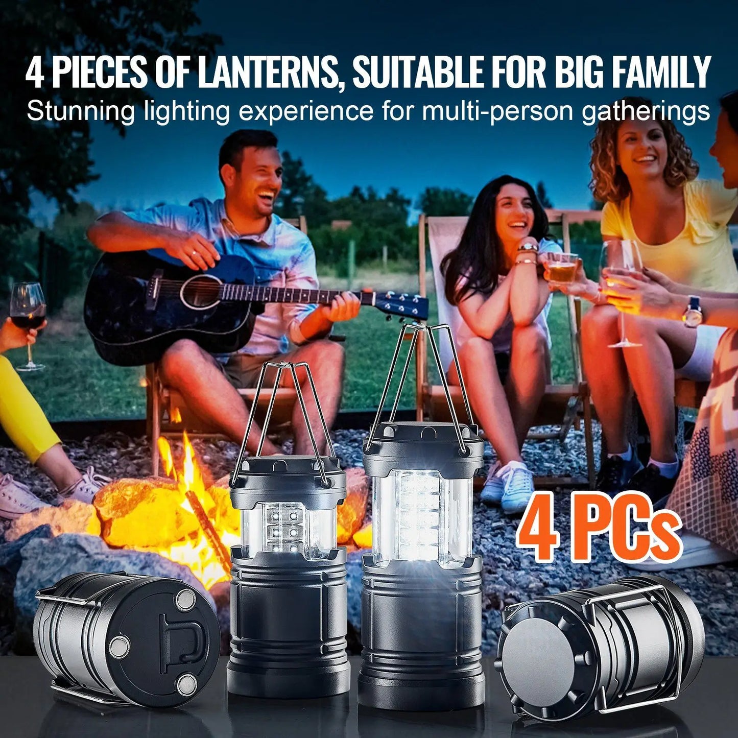 Set of 4 Collapsible LED Camping Lanterns