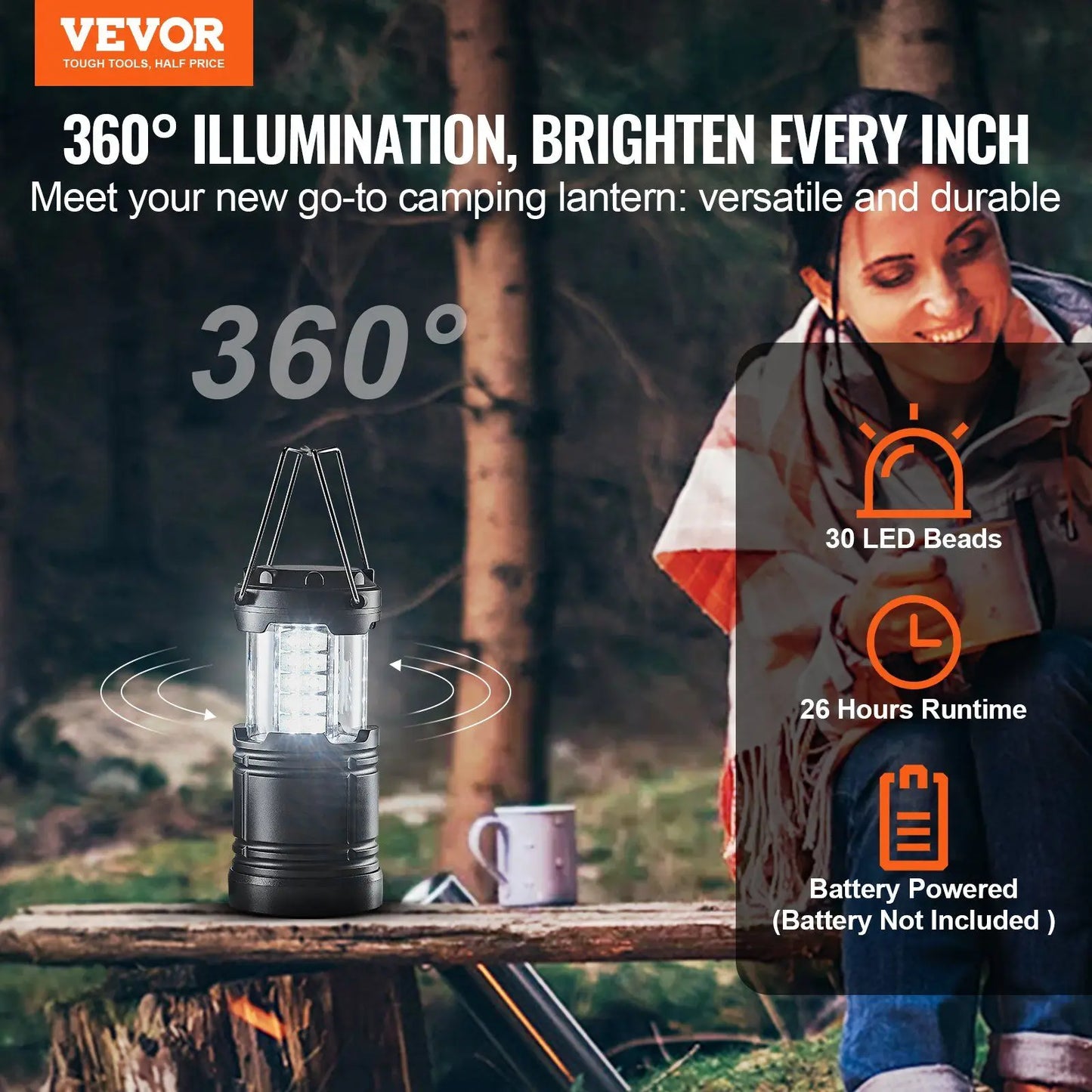 Set of 4 Collapsible LED Camping Lanterns